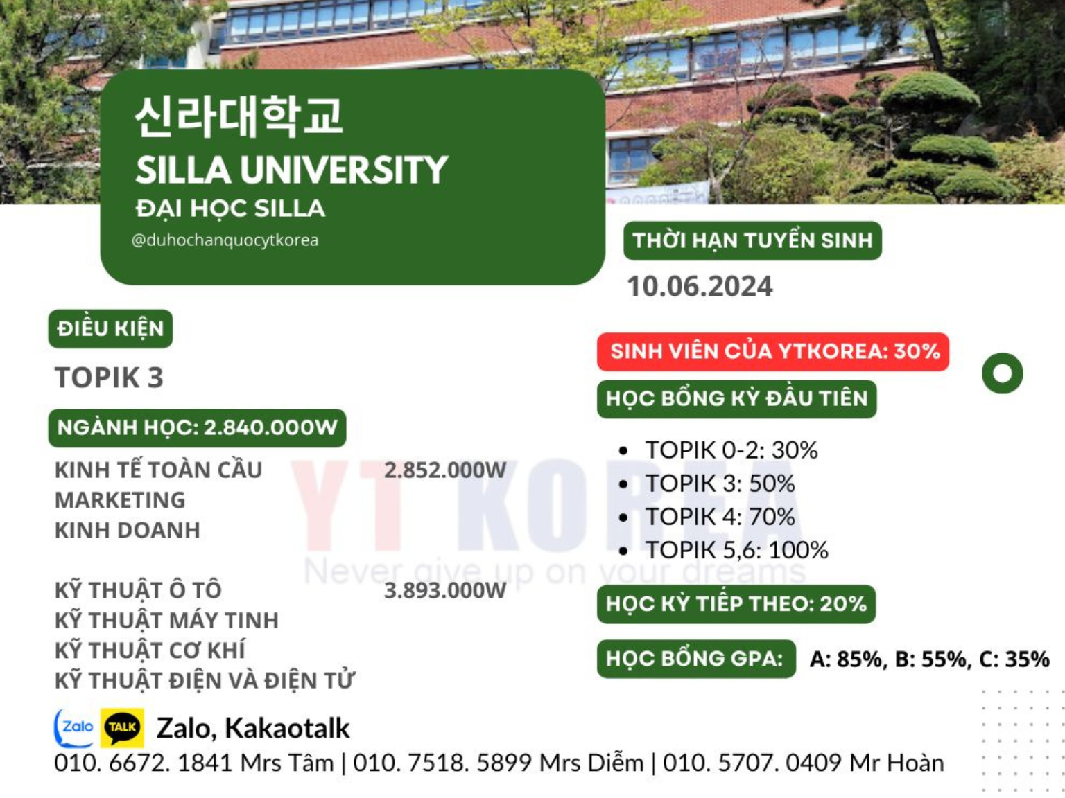 Đại học Silla ứng tuyển lên chuyên ngành D2