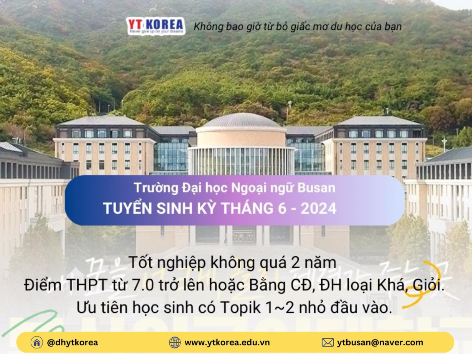 Tuyển sinh Đại học Ngoại ngữ Busan 2024 Kỳ tháng 9