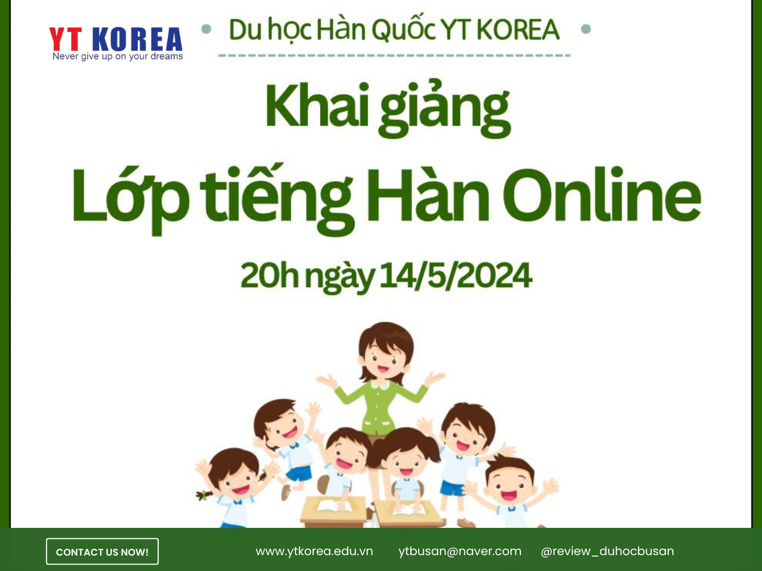 Lớp học tiếng Hàn Online miễn phí tại YT KOREA