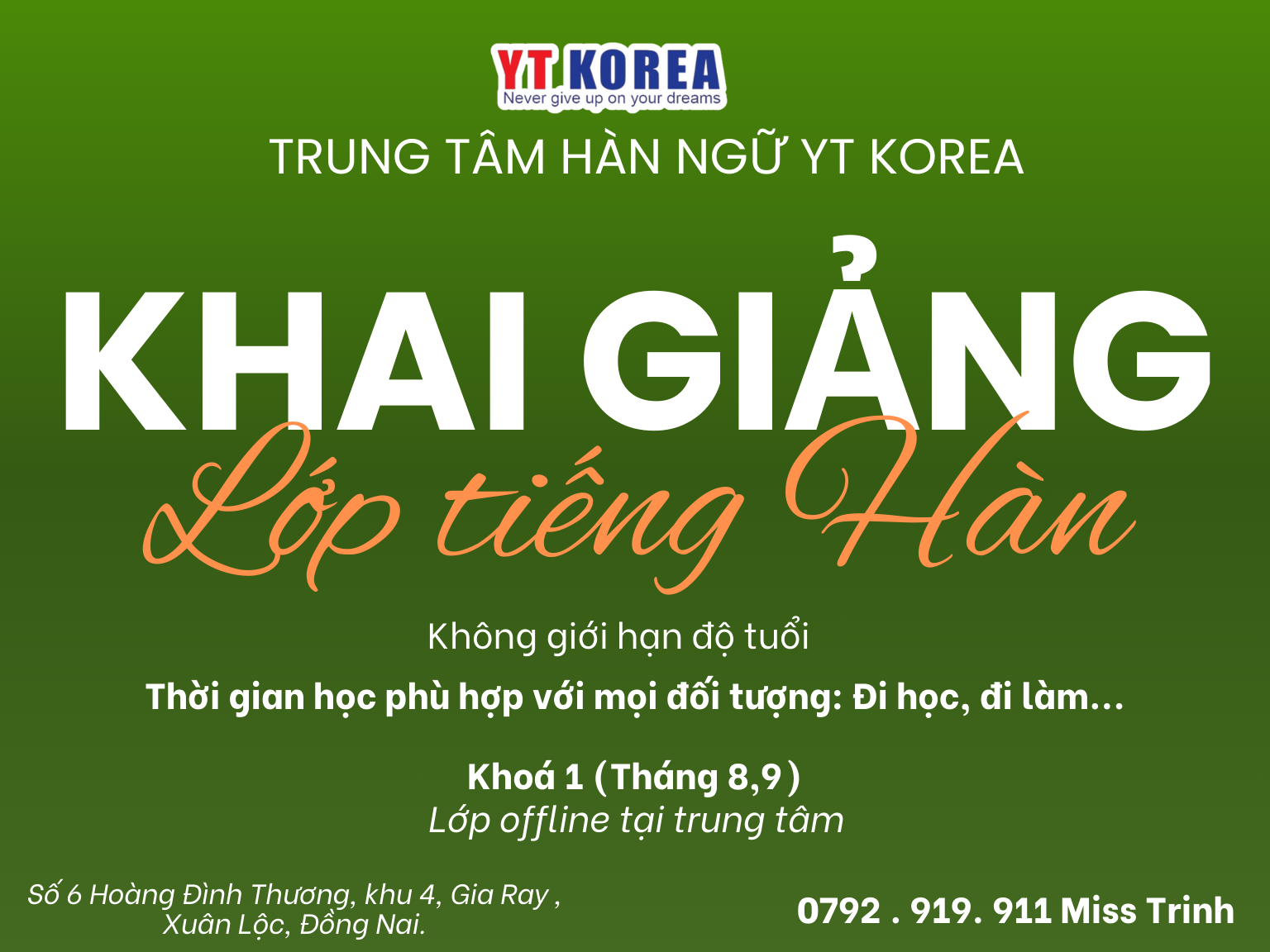 khai giảng lớp tiếng Hàn tại trung tâm tiếng Hàn tốt nhất tại Biên Hoà 